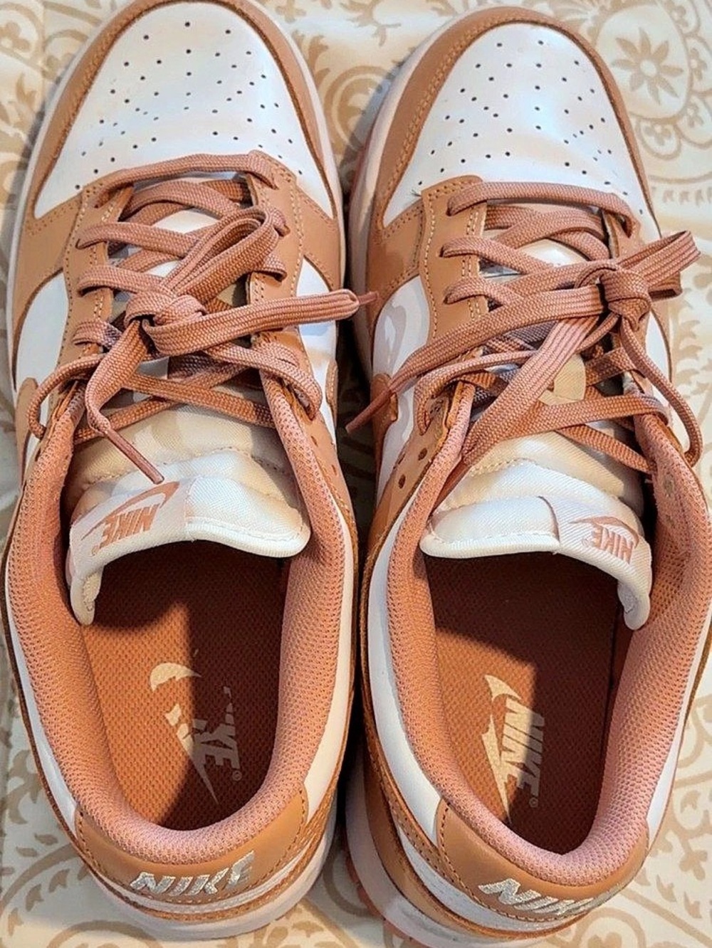 Nike Dunk Low-Top Sneakers in Pink & White US 5.5